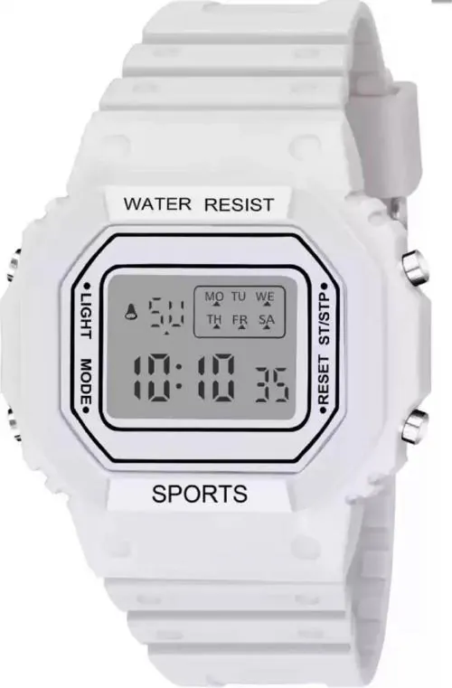 Blutech Digital Grey Dial White Strap Watch For Boys
