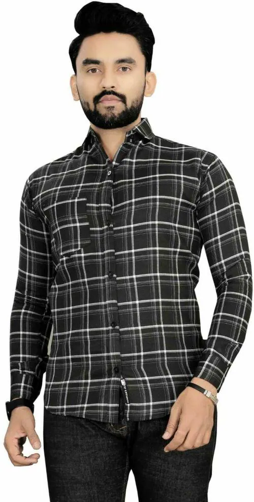 Buy GLORISTAR Men Checkered Casual Black Shirt Online at Best Prices in ...