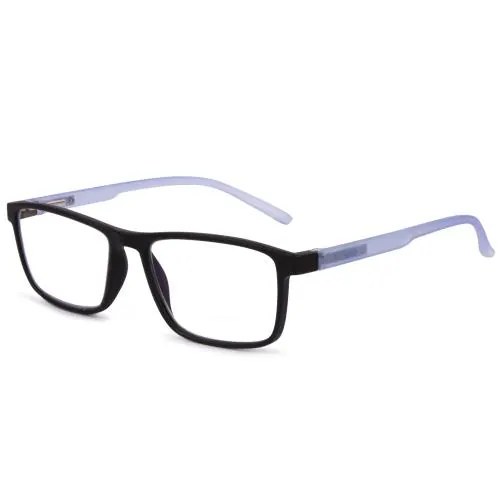 AFERELLE Anti Glare and Blue Zero Power Cut Rectangular Full Rim Computer Glass for Men, Women Black | Light Blue