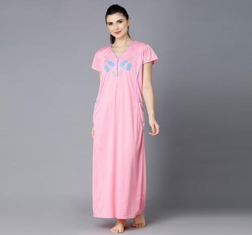 Kjri Women Nighty Hosiery L PINK - A5