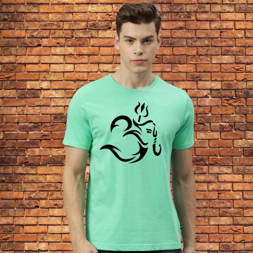 Tee Town OmGanesh Cotton Round Neck Tshirt for mens Sea Green| T shirt for men | Tshirt | Tshirt Men |
