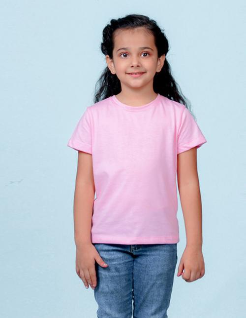 Nusyl Girls Solid Light Pink t-shirts