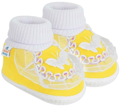Neska Moda 6 To 12 Months Cotton Baby Booties/Baby Shoes (Yellow) -SK141