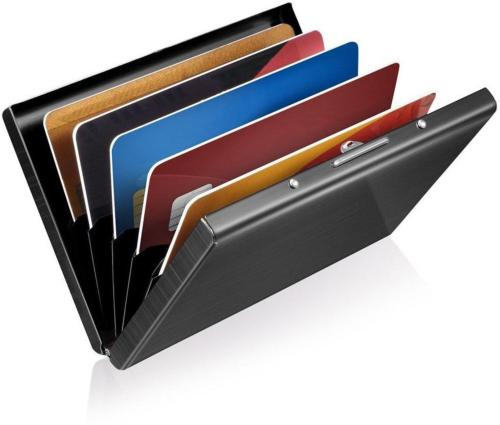 Sonrisa Black Aluminium 6-Slots Card Holder For Men And Women