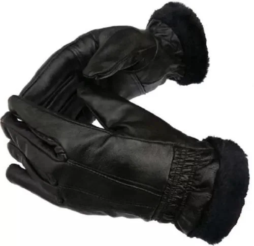 Creature Women Black Solid Leather Warm Winter Riding Gloves, Protective Cycling Bike Motorcycle Gloves (CRE-LG-04)
