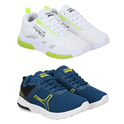 Buy Birde Men's Sport Shoes Combo of 2 (White, Blue) Online at Best