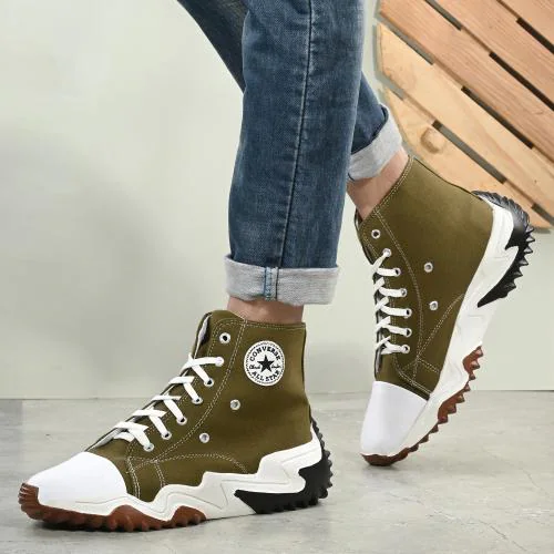 LeePeeter Trendy & Stylish Canvas Lace up Sneakers for Men (Olive)