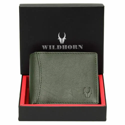 WildHorn Leather Wallet for Men I Top Grain Leather I RFID Protected I 11 Card Slots I 2 Transparent ID Windows I 1 Zipper Compartment