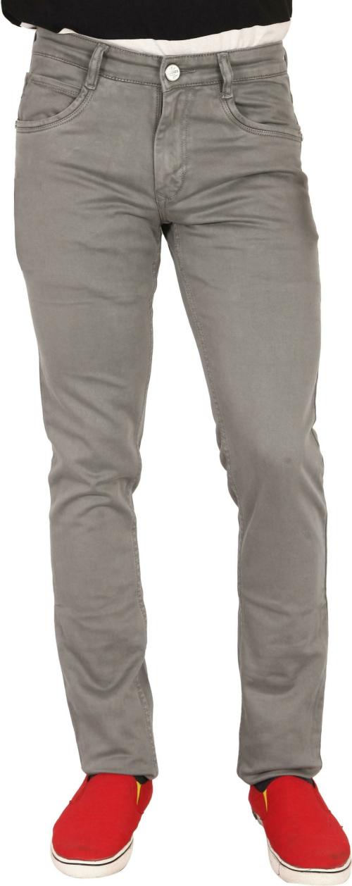 Awack Men Grey Solid Denim Lycra Blend Jeans (Size 48)