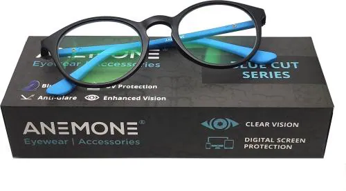 Anemone Anti Glare and Blue Cut Round Full Rim Computer Glass for Kids
