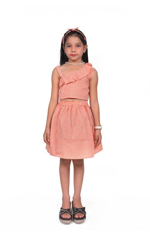 DESIMISSKART Toddler Baby Girls Kids Schiffli Design Princess Dresses-Orange Color