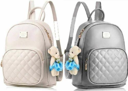 SAHAL FASHION White and Grey PU Backpack 10 L (Pack of 2)