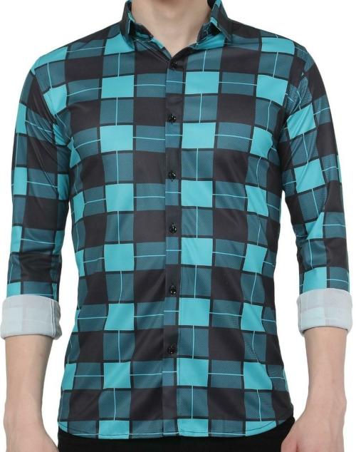 Clinch Fashion Men Green Checkered Cotton Lycra Casual Shirts (Green )(L)