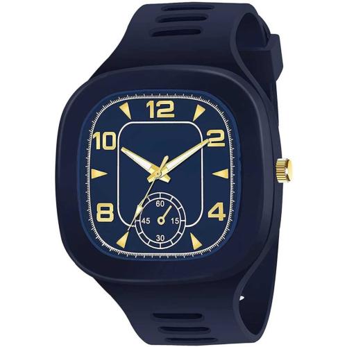 Varni Retail attrective Colorfull Blue Chonograph Squre Dial Silicon Mirror Analoge Boys And Men Watch