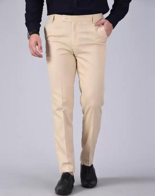 Payodhi Regular Fit Men Cream Trousers