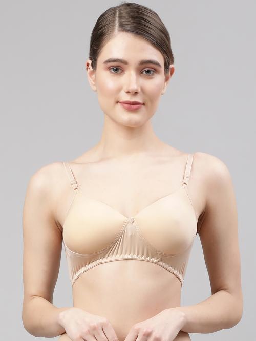 PrettyCat Beige Solid Polycotton T-shirt Bra For Women (PC-BR-6052)