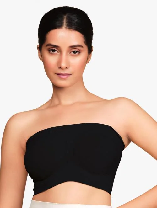 wiliam jones Women Black Nylon Bandeau Tube Non Padded Bra (L)