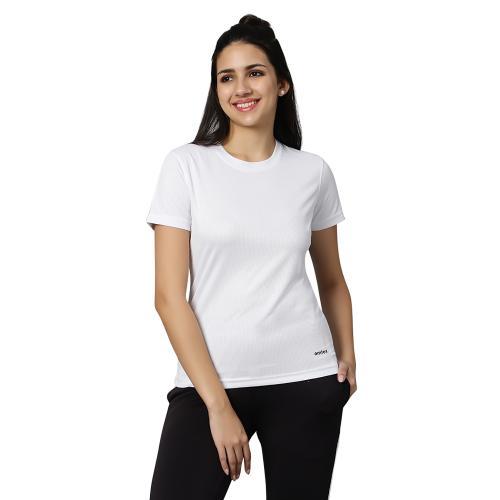 Omtex Women's Activewear T-Shirt Regular Fit for Casual Wear,Comfort Fit ,High Performance,White XXL
