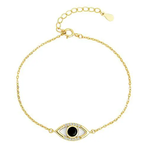 GIVA Sterling Silver Golden Raven Black Evil Eye Bracelet For Women