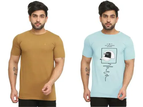 Kundan Men Multicolor Printed Pure Cotton Round Neck T-shirt