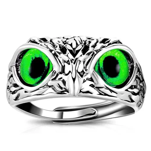 Fashion Frill Owl Eye Ring For Men Girls Silver Ring For Boys Adjustable Stylish men Jewellery