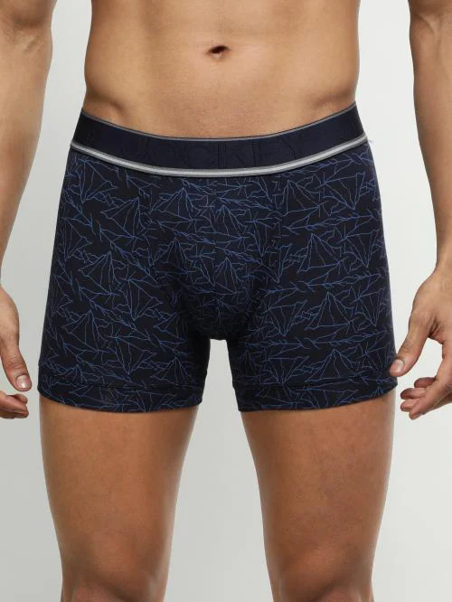 jockey Men Navy Modal Printed Trunks