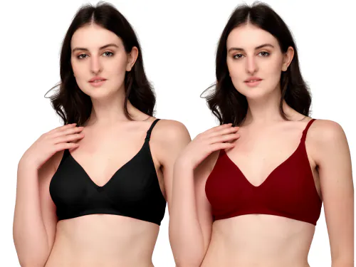 Exotica Lingerie Women Multicolor Cotton Blend Pack Of 3 T-Shirt Lightly Padded Bra (32B)