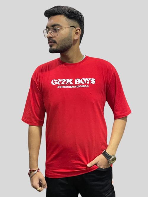 GEEK BOY TEES ped Men Round Neck Maroon T-Shirt