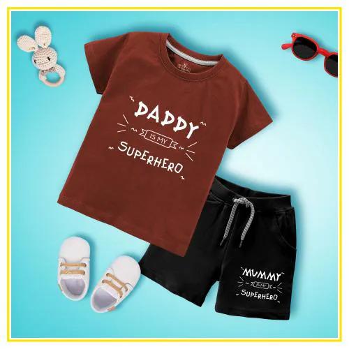 wyatt Boys & Girls Casual cotton T-shirt & Shorts combo set ( pack of 1 )