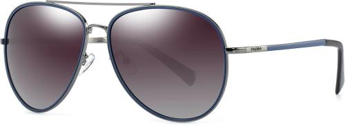 PARIM Polarized & UV Protected Large Aviator Sunglasses for Men (Frame: Steel-Gun Metal / Lenses: Grey & Violet Gradient)