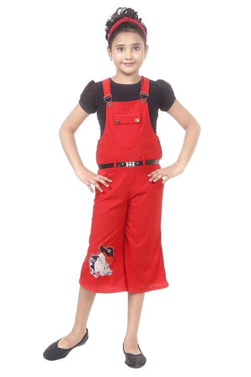 Kavshil Cotton Black n Red Dungaree set
