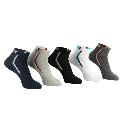 SOX 23 Men's Cotton Ankle Socks: Sober & Attractive, New Designs, Value Pack Of 5 Pairs - Comfortable, Stylish Essentials For Everyday Wear- Assorted- Free Size, Combo Pack