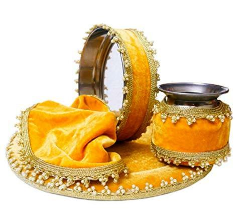 LOOPS N KNOTS Handcrafted Karwa Chauth Platter Set 25.4 x 25.4 x 2.54 cm