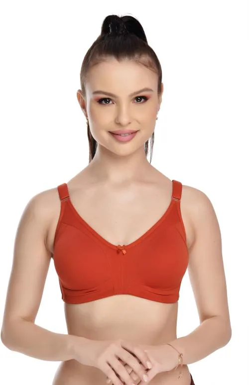 Alishan Red Cotton Blend Everyday Non Padded Bra Bra - 42B