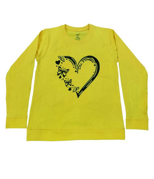 PEPP N HAGG GIRLS 100% COTTON FULL SLEEVE HEART 2 - LIGHT YELLOW