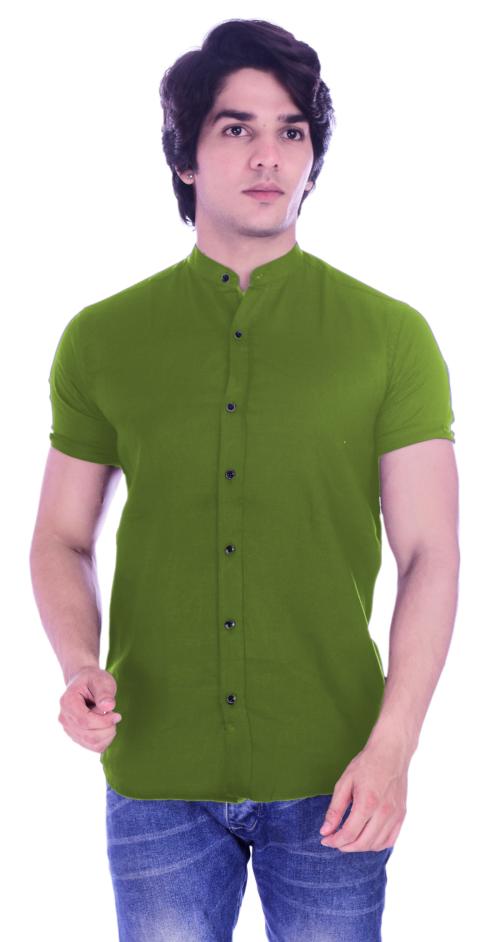 メンズウェア BackSlash StandCollar HalfSleeve Shirt Buy BASE 41 Men's Solid Casual Stand Collar Half Shirt Online at