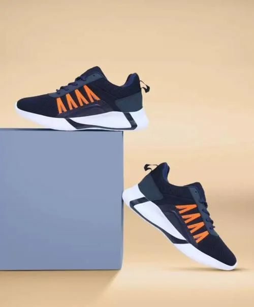 Genial Men's Blue Orange Synthetic Leather Sports Shoes-8