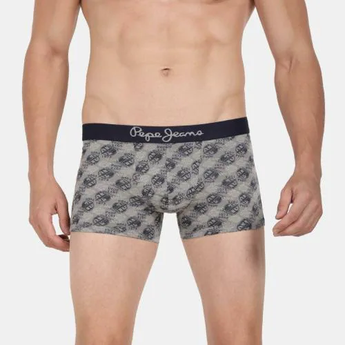 PEPE JEANS LONDON Men's Grey Printed Cotton Pack of 1 Trunks