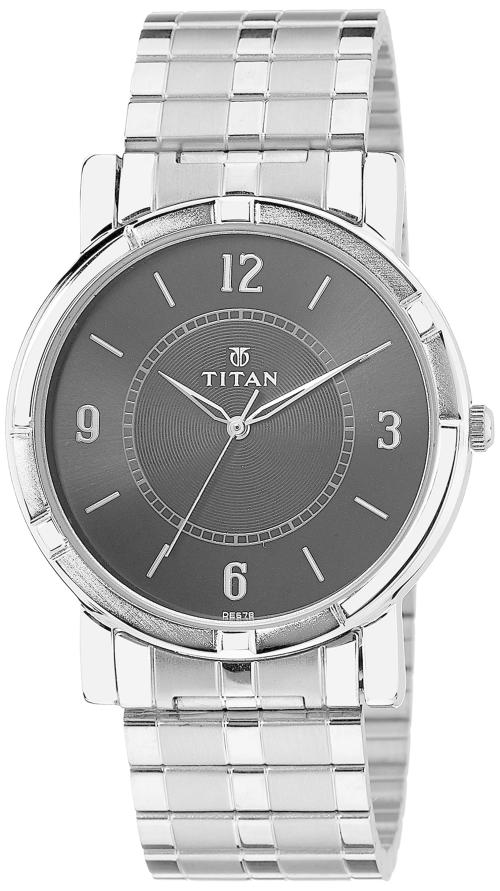 Titan Analog Dial Black Band Silver Watch-Nk1639Sm03 For Men