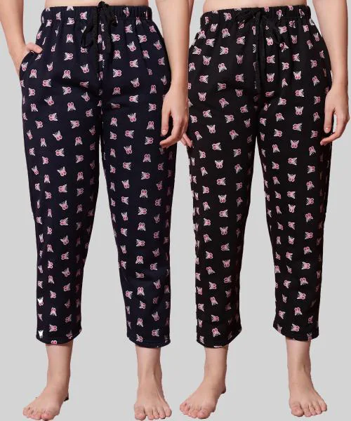 Anixa Women Multicolor15 Cotton Printed Pack of 2 Pyjamas