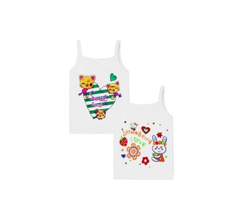 Akido Junior White Regular Fit Cotton Printed Sleevless Slips/Vest/Sando Innerwear/Camisoles for Kids/Girls Pack of 2