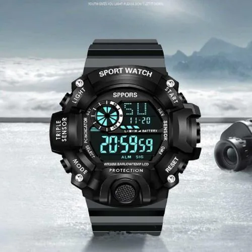 HALA Brand - A Digital Watch Shockproof Multi-Functional Automatic Black Color Waterproof Digital Sports Watch - For Men/Boys/Girls