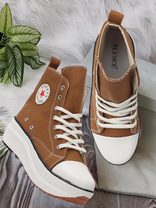 FLYNCE Brown Boots for Women - Embellished Casual High Top Ankle Boots - Ankle Boot Shoe - Chunky Ankle Length Shoes for Women and Girls