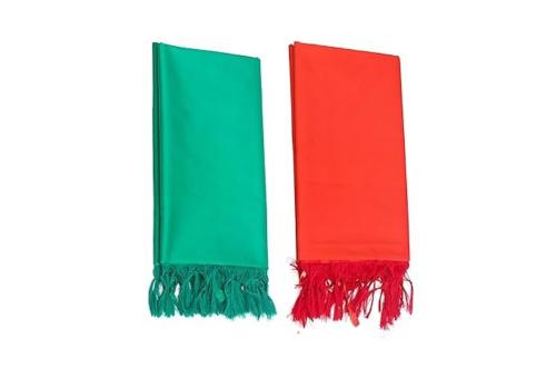 Fashily Women's Soild Plain Dupatta | Light Weight Non Transparent Woven Soft Material | Length - 2.2 Metres Pack of 2 - Green & Orange