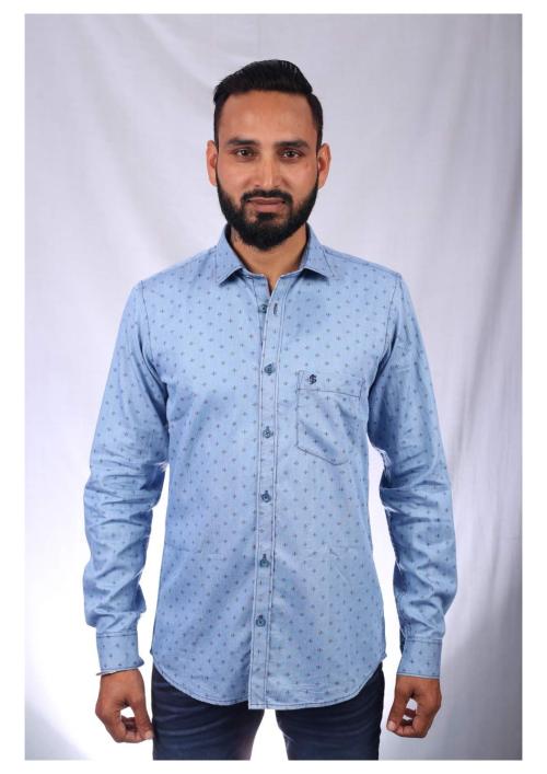 blue collars Men Slim Fit Geometric Print Cut Away Collar Casual Shirt