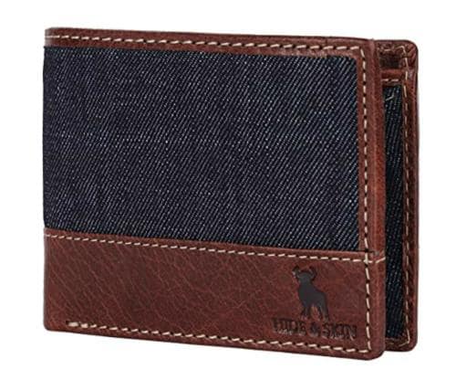 Hide And Skin Brown Denim And Leather Unisex Wallet (YP-BR06)