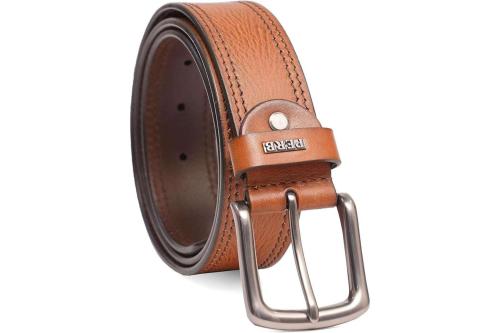 PERB Buffalo Leather Belts for Men's - Pin Buckle in Gun Metal Finish Every Day Casual Belt for Jeans (Black_XXL)