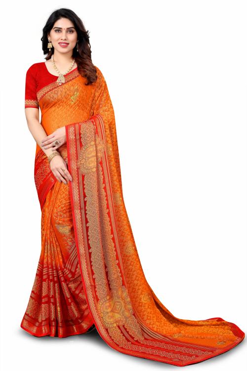 EMV Everymoment vouge Stylish Brasso saree with printed work border with lace perfect for any occasion