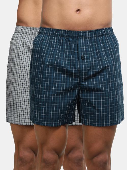 Jockey Style 8222 Men's Super Combed Mercerized Cotton Woven Checkered Inner Boxers with Ultrasoft and Durable Inner Waistband - Assorted Checks(Pack of 2)
