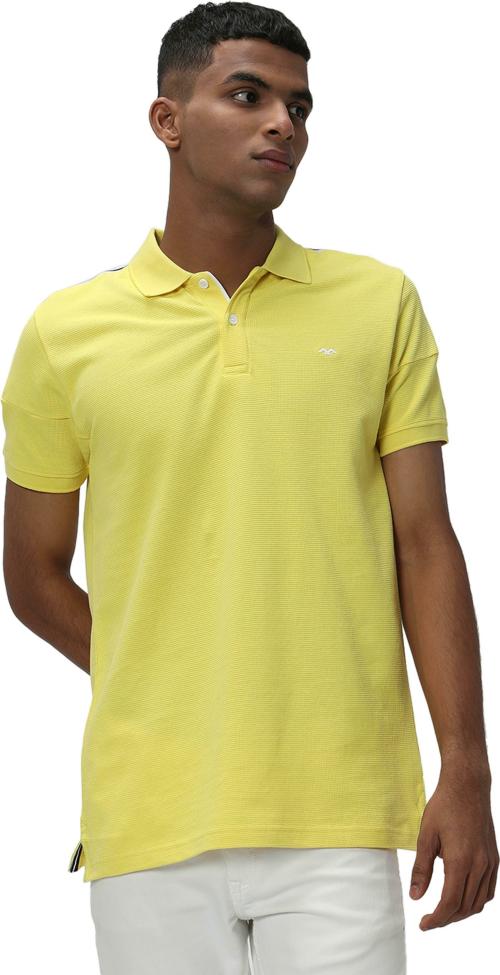 Yellow & White Taped Mini Waffle Polo T-Shirt